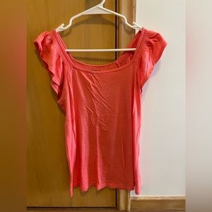Old Navy Coral Flutter Sleeve Blouse: Size M